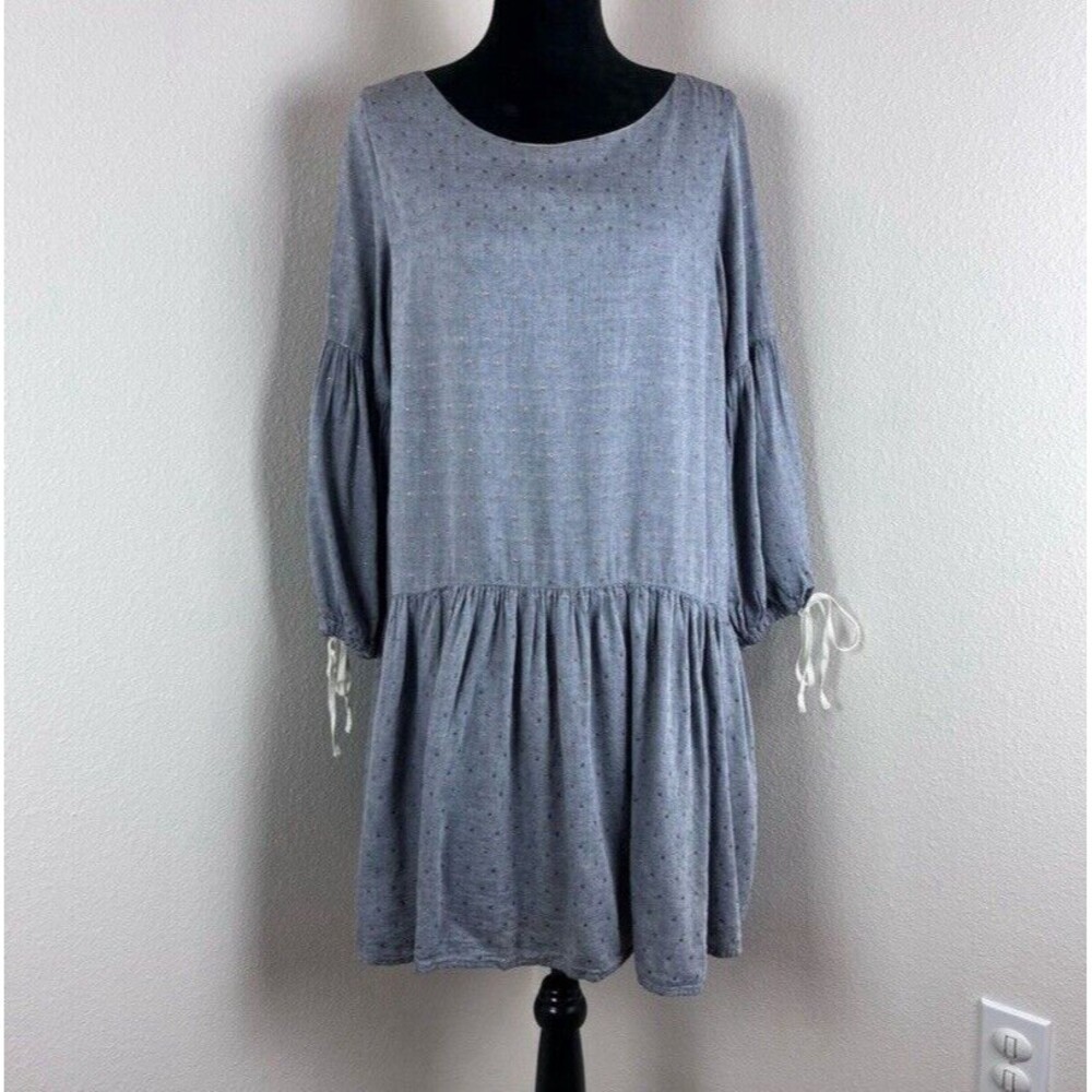Paper Crown Size Small gray metallic rose gold‎ polka dot drop waist dress